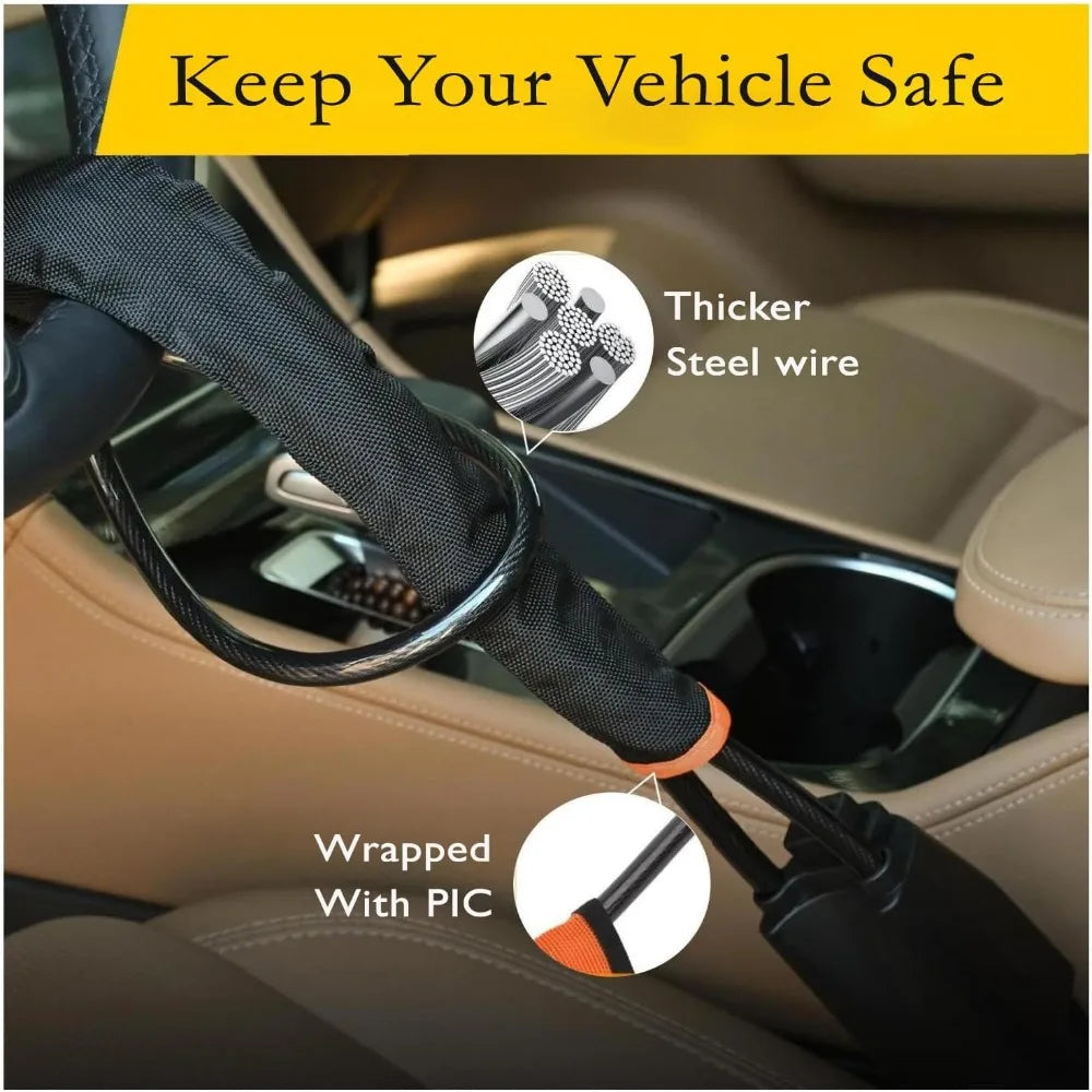 Car Steering Wheel Lock Reinforced Cable Lock in Red Blue Yellow Black Four Colors Automotive Security Deterrent