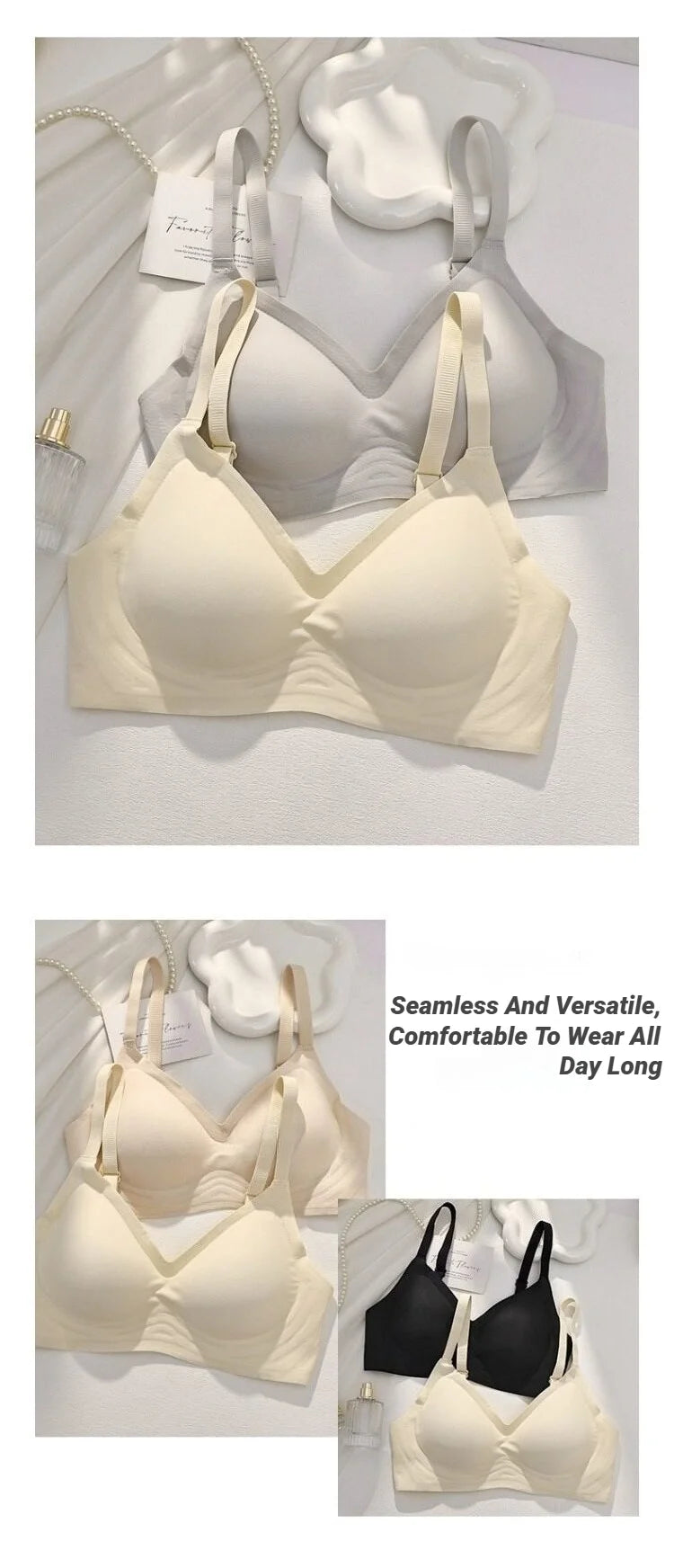 Small Breast Seamless Bra Women'S Push-Up Comfortable Non-Underwire Soft Support Closed Underwear For Women With Breasts No Rims