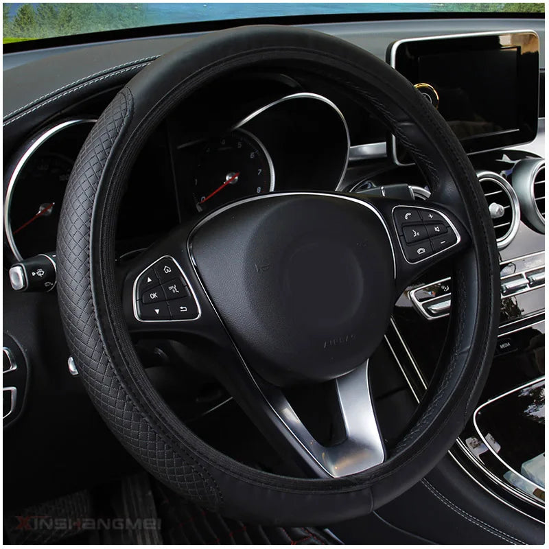 37/38cm Automobile universal steering wheel cover non-slip car steering wheel cover non-slip embossed leather Car-styling