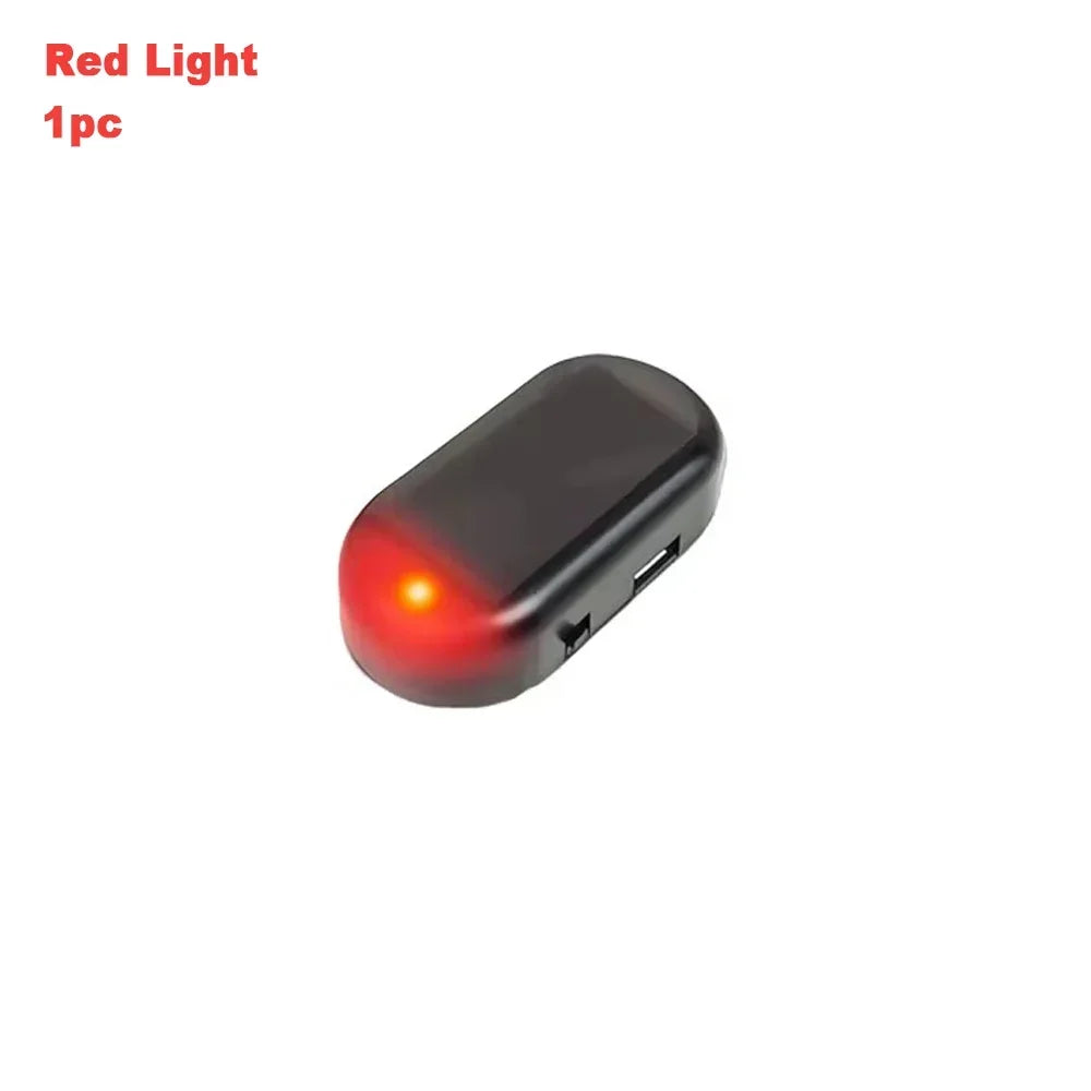 Solar Powered Car Fake Security Light Blue/Red Light Simulated Dummy Alarm LED Fake Security Light Wireless Strobe Signal Alarm