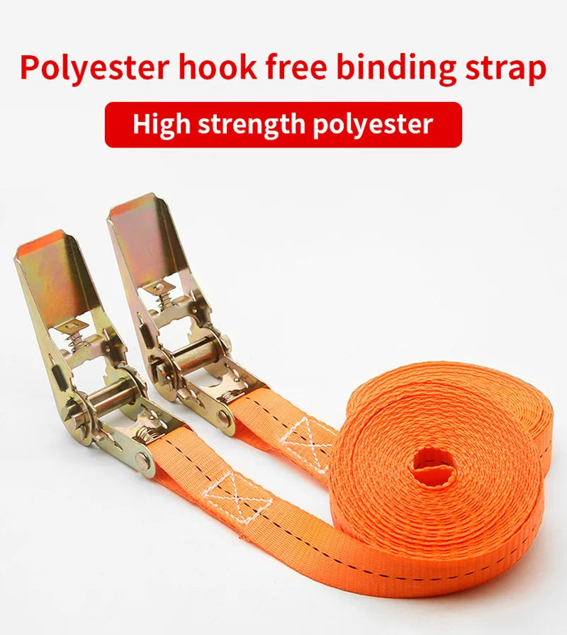Heavy Duty Metal Buckle Tie-Down Cargo Straps for Car and Truck - Strong Ratchet Belt for Secure Luggage and Cargo Transport