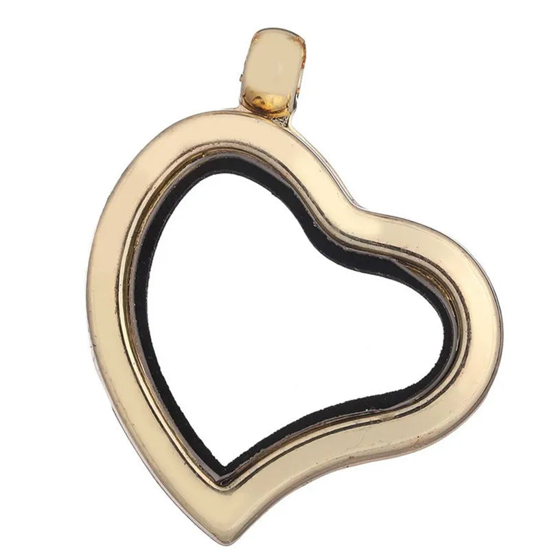 1Pc Punk Heart Round Memory Reliquary Photo Medaillon Pendant Glass Geometric Cremation Ashes Floating Locket кулон Jewelry
