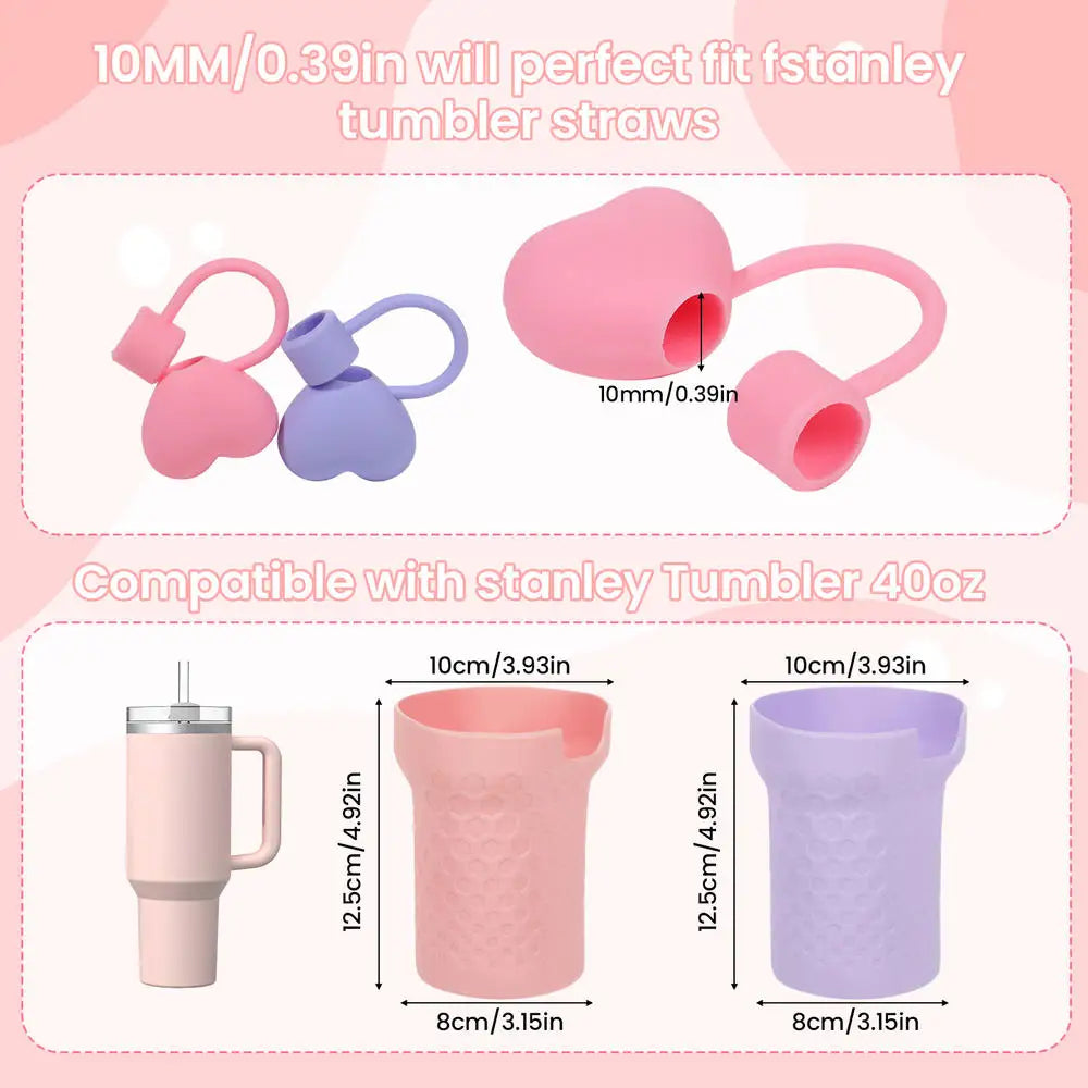 2026 Straw Covers Cap Reusable Silicone Straw Toppers For Stanley Cup Leak-Proof Dust Proof Straws Cover Tumbler Accessories