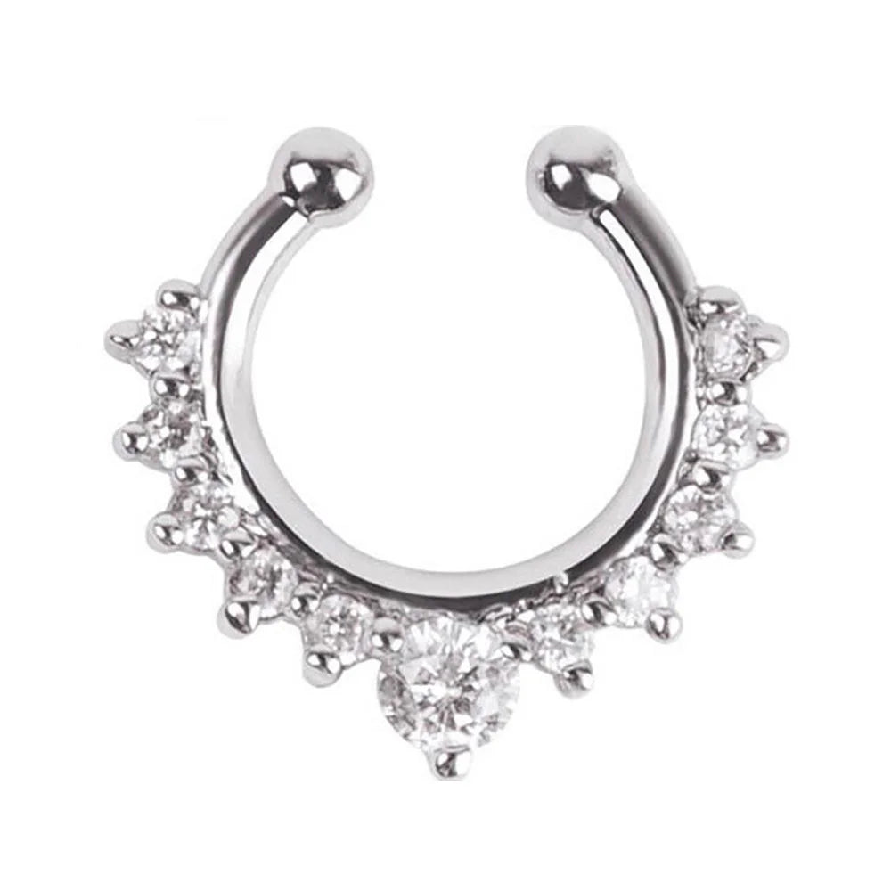 1pc New Fake Piercing Jewelry Clip On Nose Septum Ring for Women Fake Nose Rings Hoop Crysta Faux Non Pierced Nose Ring Earrings