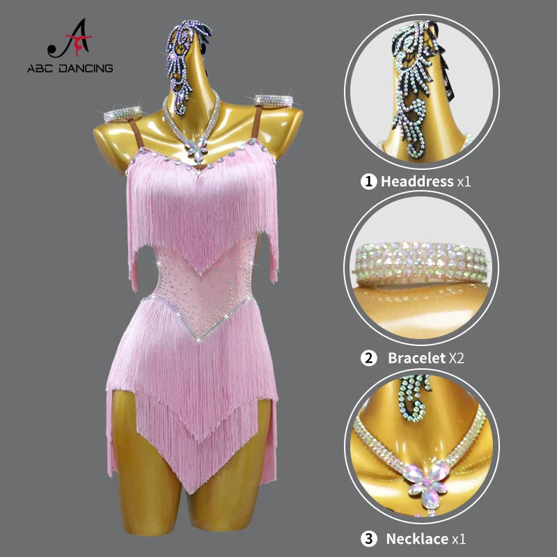 2026 New Latin Performance Dance Dress Women Sexy Outdoor Ballroom Party Fringe Skirt Sport Practice Wear Blue Prom Evening Suit