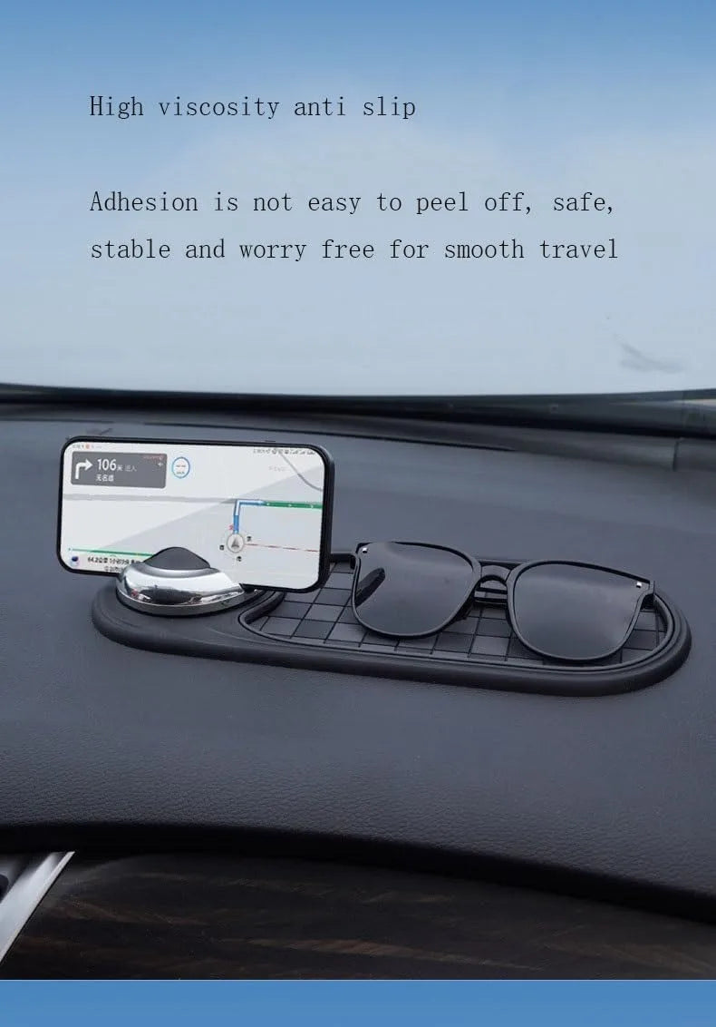 Multifunctional Car Anti-Slip Mat Mobile Phone Holder for Dashboard - Non-Slip Sticky Mount Stand for Car, Adjustable and Secure Grip for Phones, GPS, and Accessories (Black)