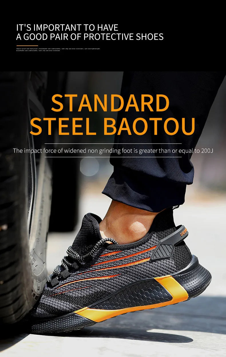 Men Work Safety Shoes Anti-puncture Protective Shoes Men Indestructible Work Shoes Men Boots Lightweight Breathable Safety Boots