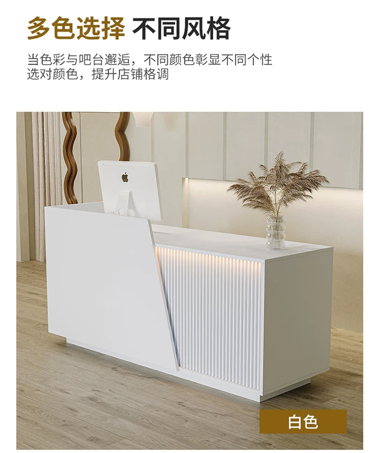 Customized Professional Reception Counter Simple Design Style Reception Desk Creative Storage Theke Empfang Office Furniture