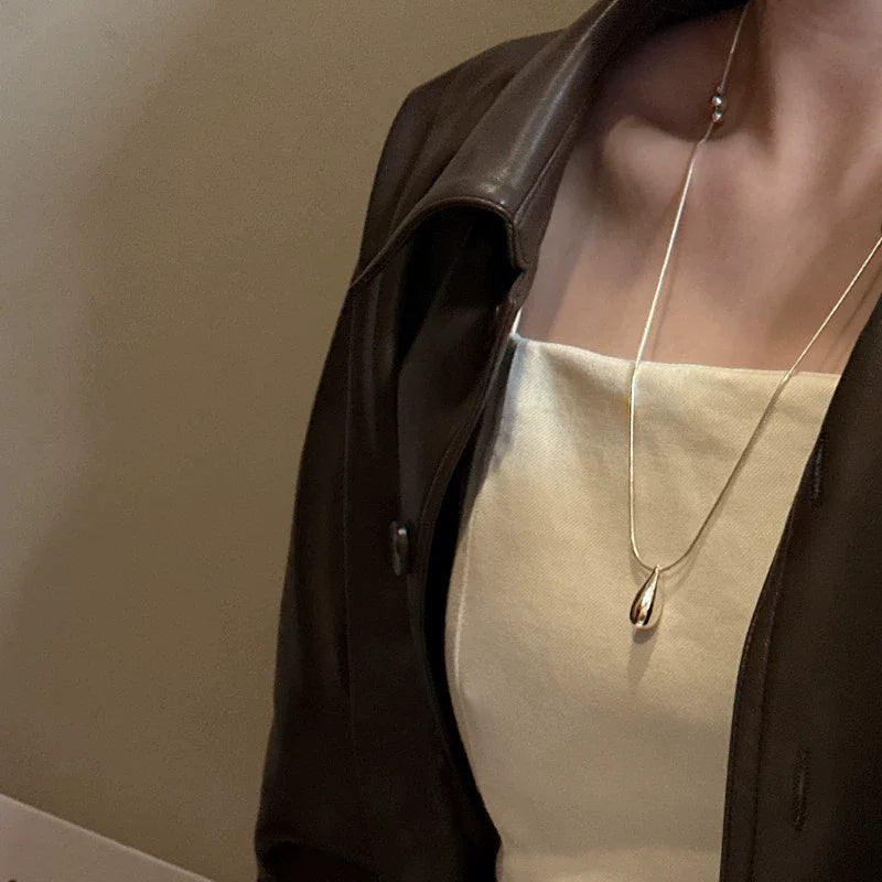 925 Sterling Silver Luxury Fashion Drop Necklace for Fall/Winter Sweater Chains Simple Versatile Pendant for Women Fine Jewelry