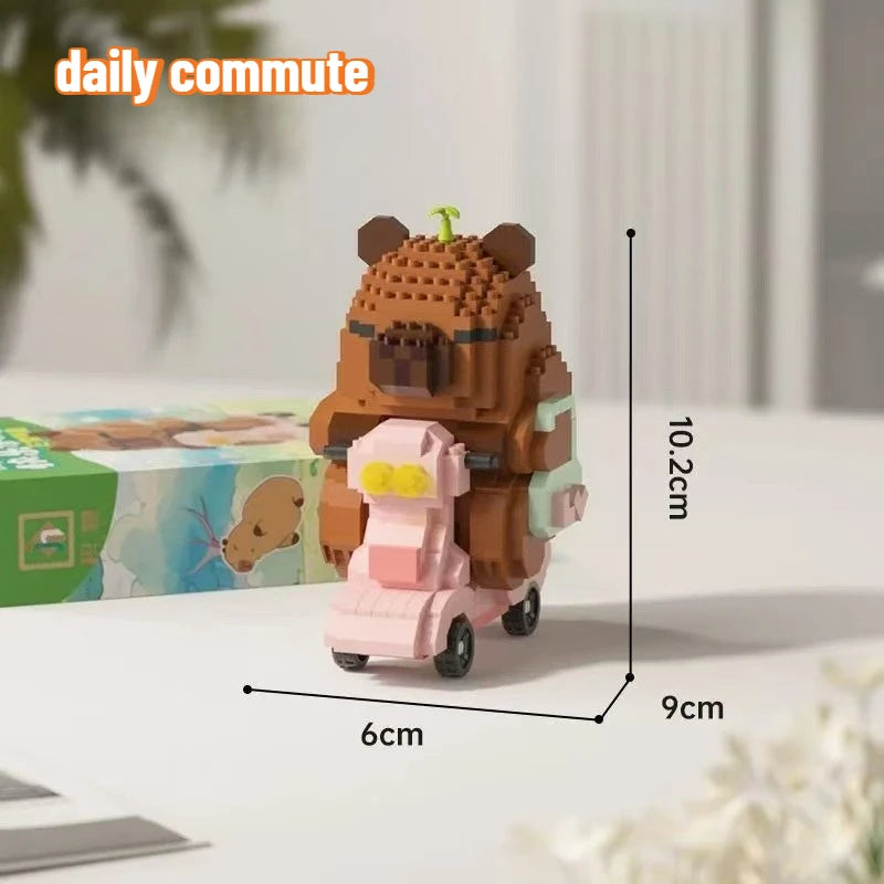 Lovely Cartoon Animals Capybara Micro Diamond Block Construction Model Building Bricks Educational STEM Toys For Kids Gift