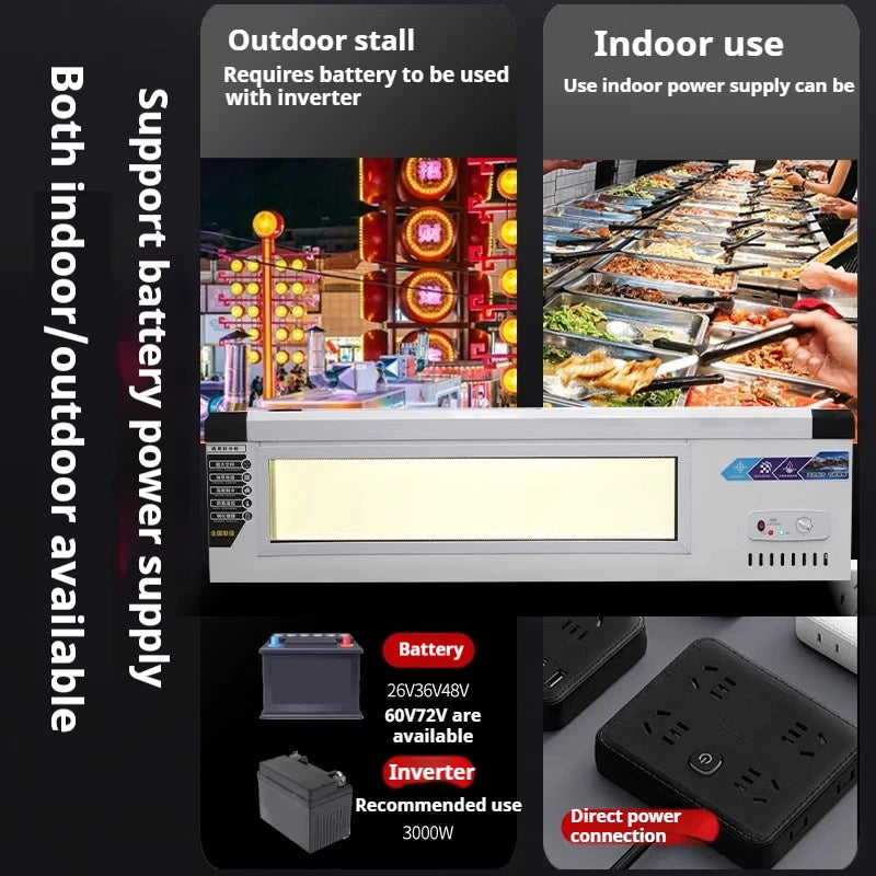 Commercial Refrigerator Freezer Countertop, 140W Portable Display Fridge for Food Stall with 3-Color Lights & Copper Tube Cool