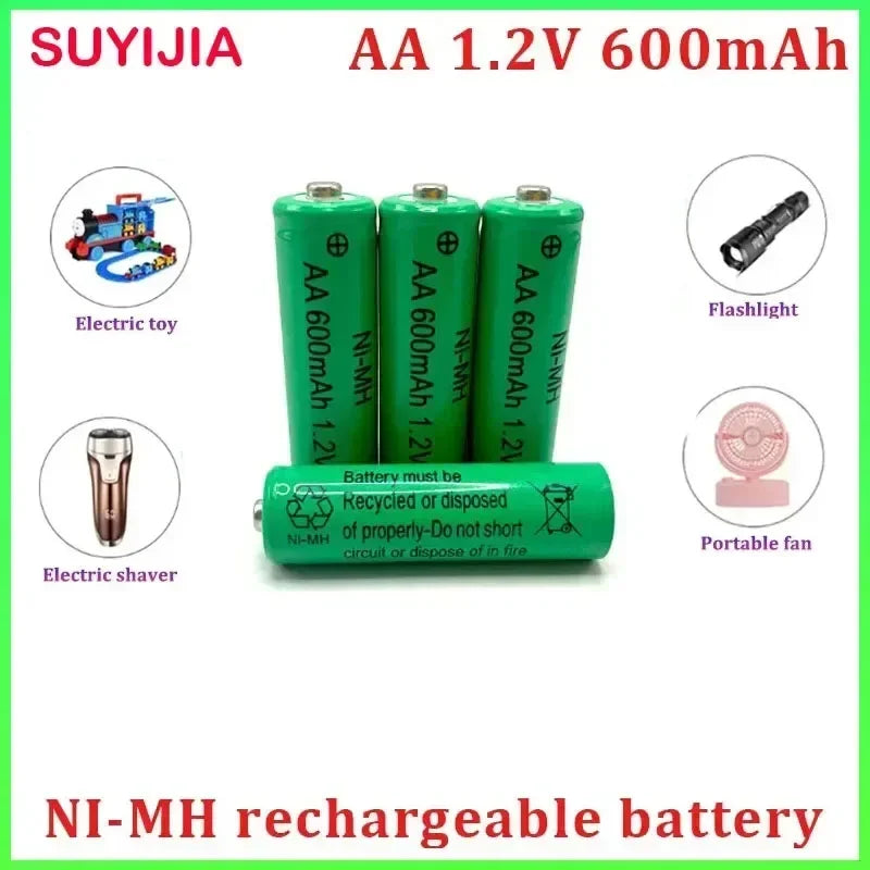 1.2V AA 600mAh Ni-MH Rechargeable Battery High Capacity Cell for Solar Garden Lights, Clock, Electric Shaver, Mouse