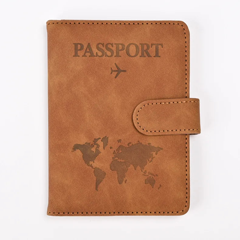 Leather Passport Holder Travel Wallet with ID Credit Card Slot PU Leather Passport Covers Case RFID Blocking Passport Protector