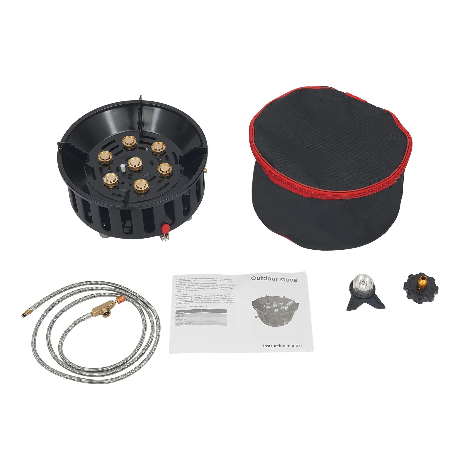old-Rolled Steel Portable Camping Stove, 72000BTU 3-Adapter Gas Cooker, Windproof Design for Camping Hiking Picnic