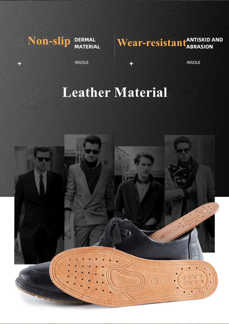 Real Cowhide Insole Leather Shoes Boots Shoe Inserts Soft Breathable Deodorant Anti-slip Template Shock Absorbing Insoles Sole