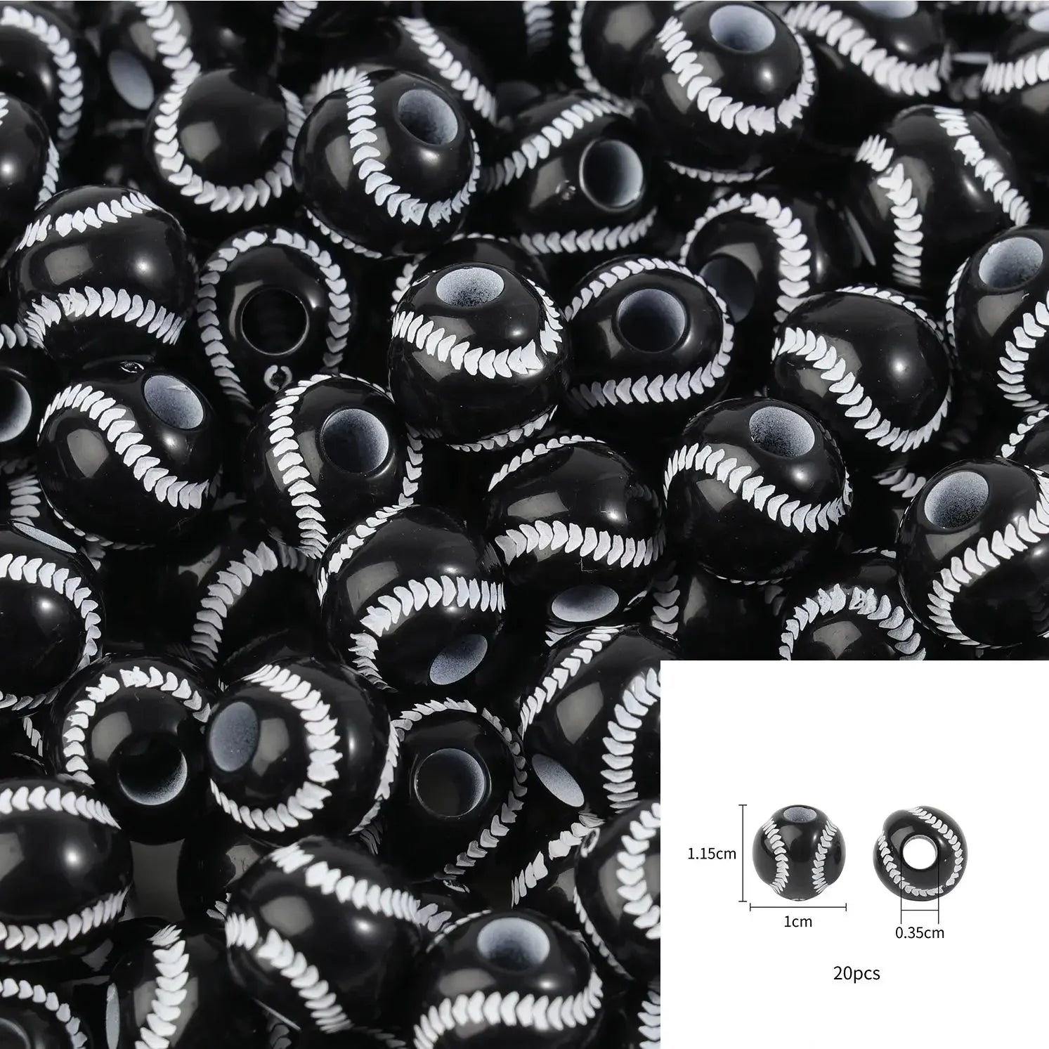 20/50Pcs Sport Basketball Baseball Tennis Beads Spacer Acrylic Beads For Making Bracelet Necklace DIY Craft Jewelry Supplies