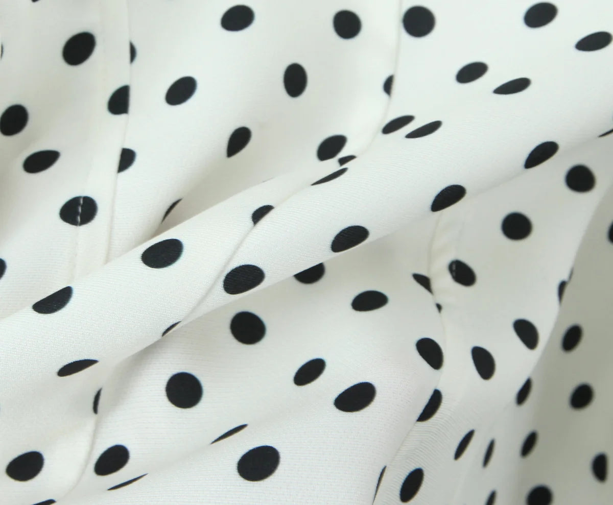 YENKYE French Style Retro Polka Dot Deep V Halter Dress Women Sexy Backless A-line Slim Sweet Elegant Mini Dresses Summer Robe