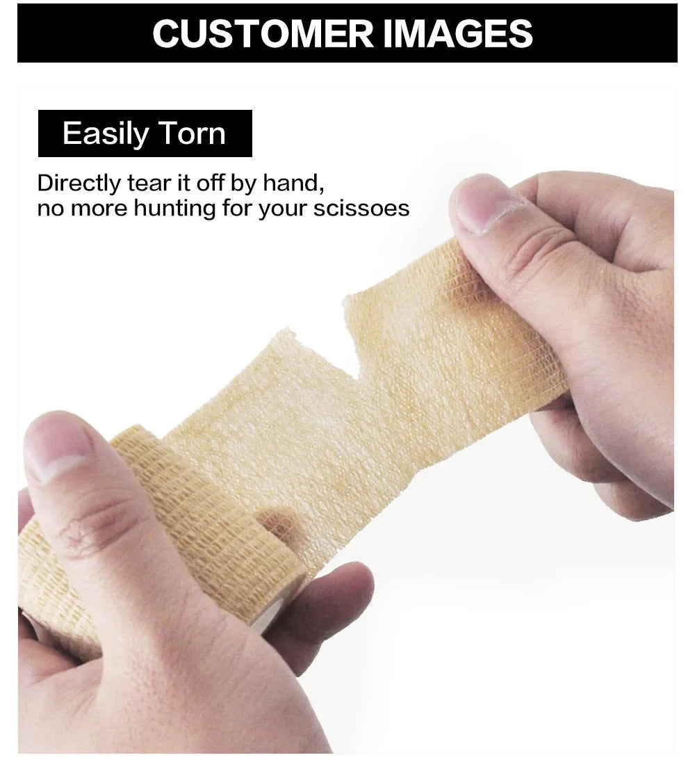 6/10/12pcs First Aid Self Adhesive Cohesive Elasticity Bandages Sports Tape For Wrist Ankle Sprains & Swelling Tattoo Cover