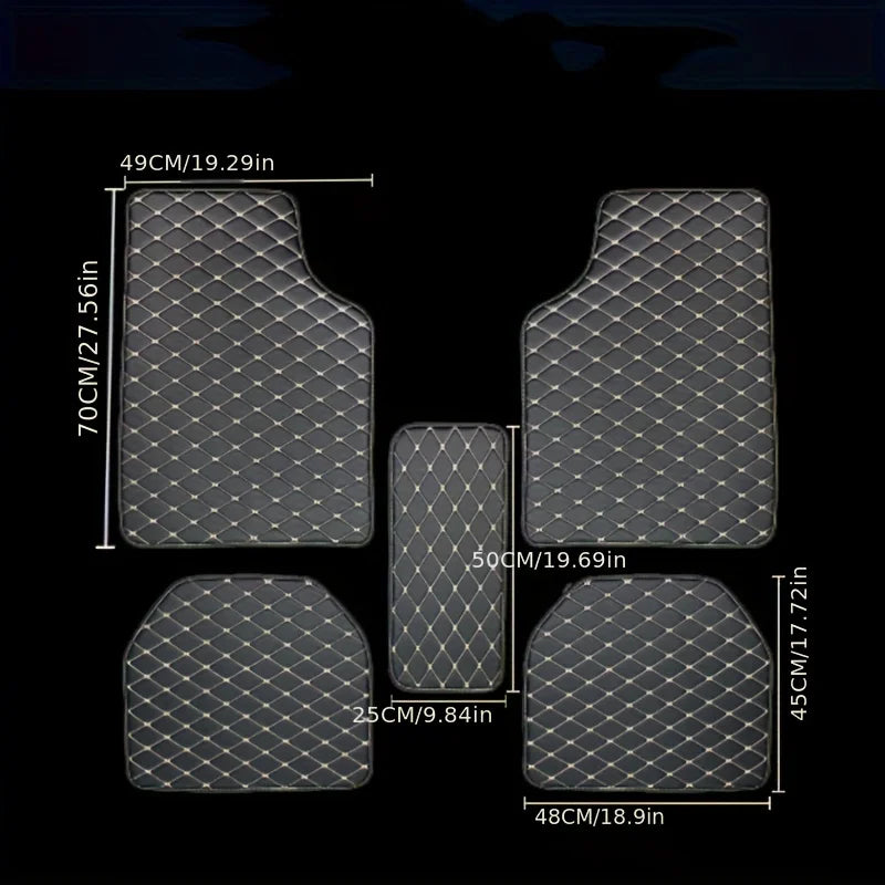 Universal 5Pcs Car Floor Mats PU Leather Waterproof Dust-Proof Auto Foot Pad Protector Pads Fashion Car Foot Pad