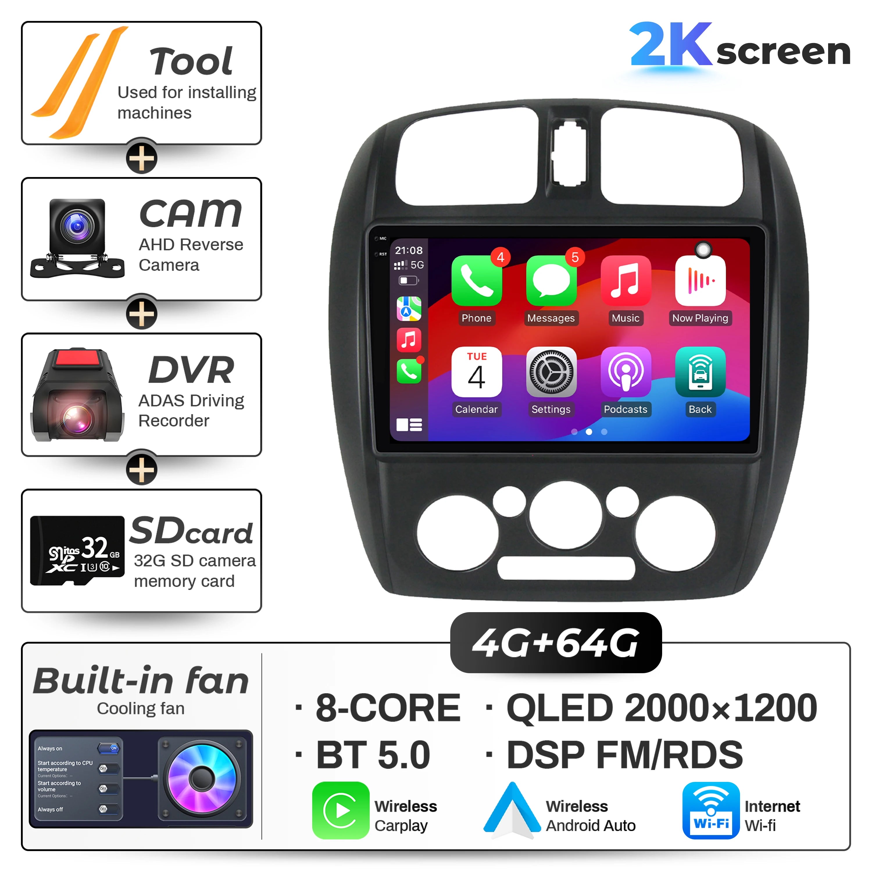 9 inch For Mazda 323 BJ 2000-2003 Car Radio Android 16  Multimedia Navigation Head Unit BT Carplay 2K QLED Screen