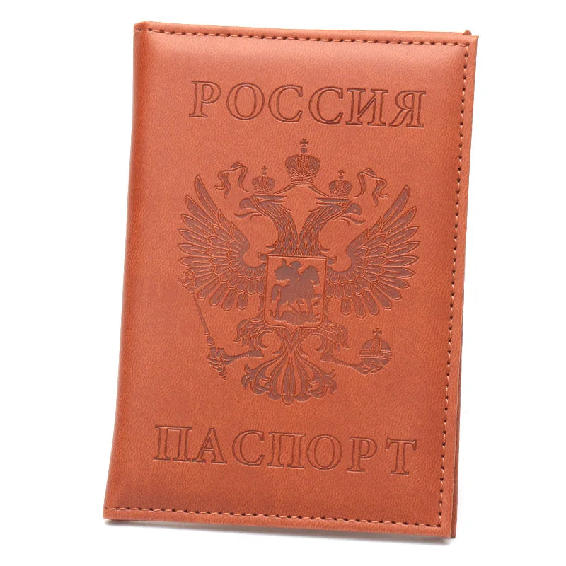 Russian Passport Holder Leather Cover Wallet Travel ID Card Holder