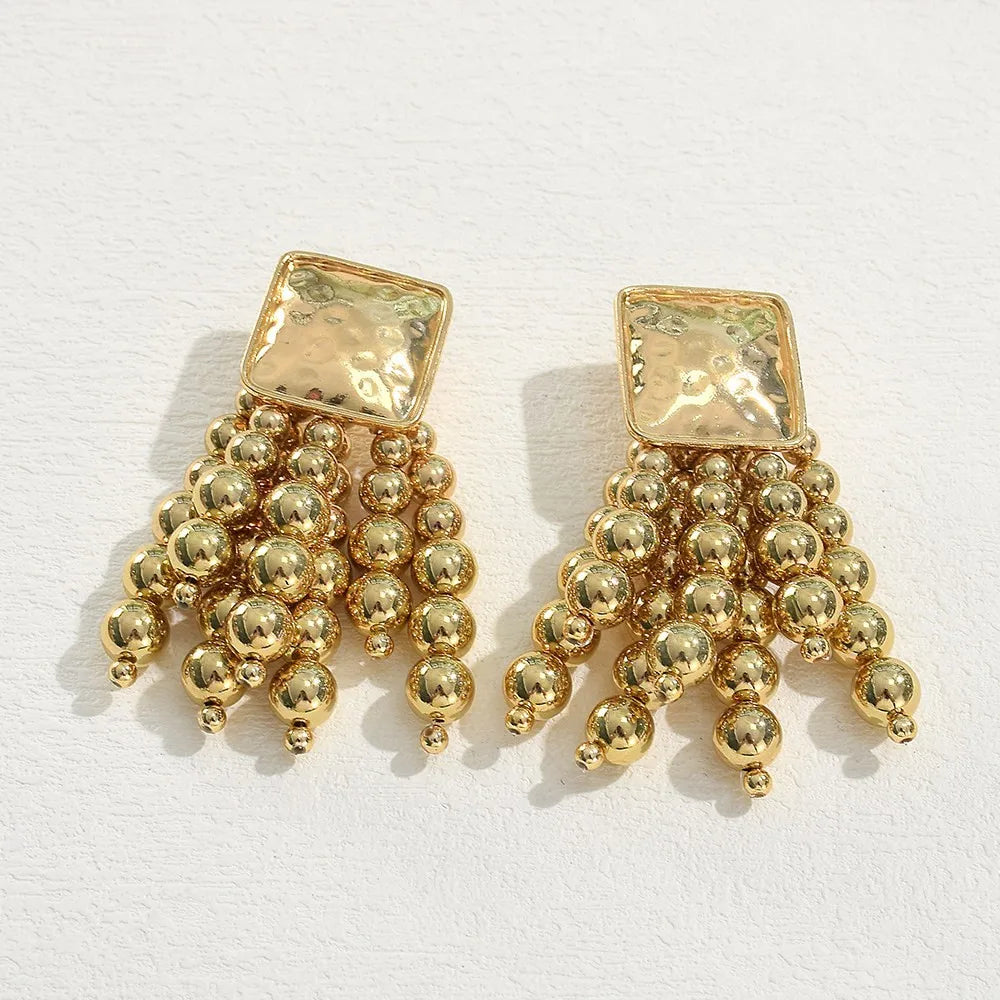 Vintage Handmade Wooden Drop Dangle Earrings Maxi Beaded Bohemian Statement Wedding Jewelry For Women brincos