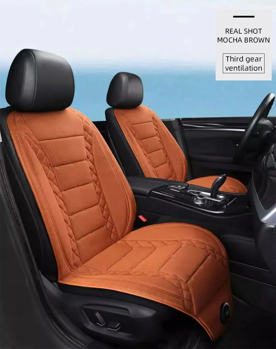 Universal Car Summer Cool Air Seat Cushion 12V/24V USB Charging Breathable Car Seat Cover With Fan Multi-color 3-SpeedAdjustment