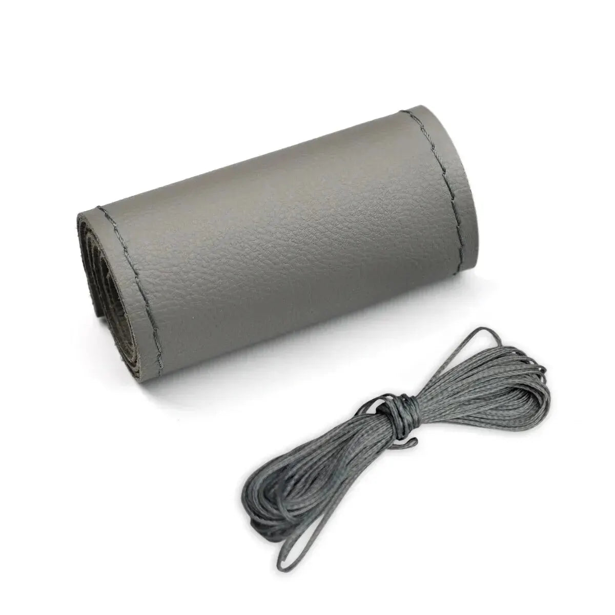 Universal Leather Car Steering Wheel Stitch On Wrap Cover Fit for 38cm 14" DIY Sewing Breathable and Anti Slip Black Grey Beige