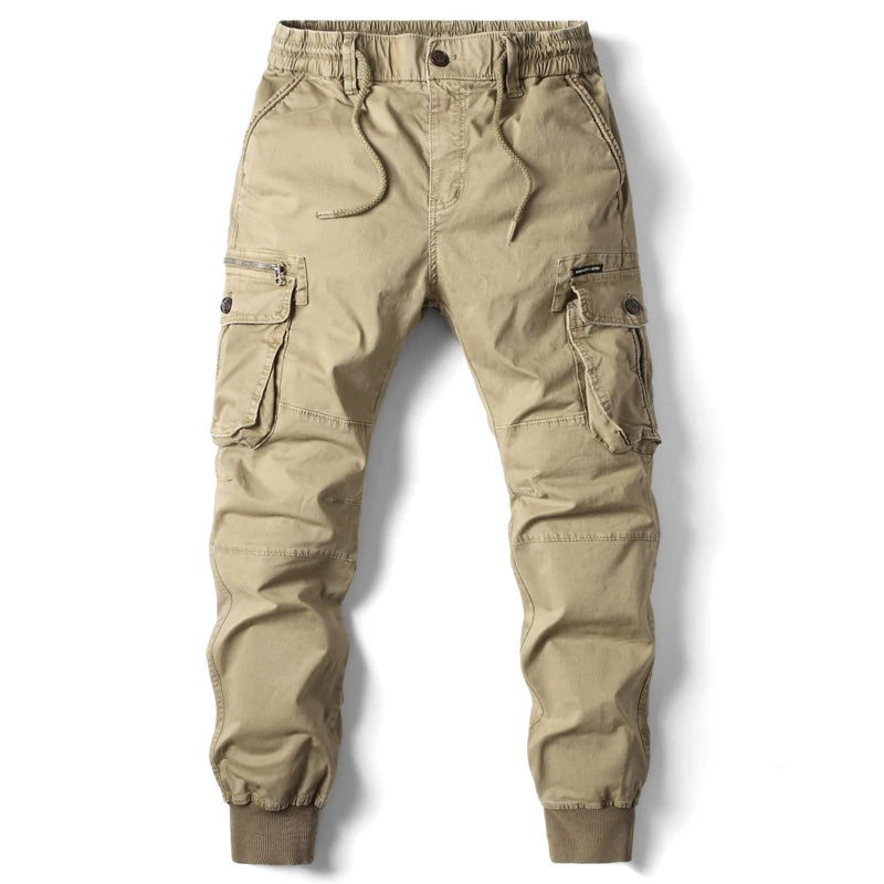 New Cotton Men Cargo Pants Khaki Casual Men Tactical Joggers Cargo Multi-Pocket Fashion Black Army Light gray Trousers Work Wear