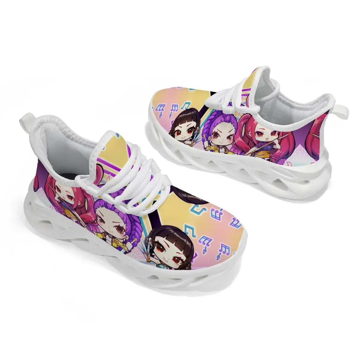 Children's Casual Shoes Cartoon Girls Music Notes Print Casual Sports Sneakers Casual Running Shoes for Men Women Larges