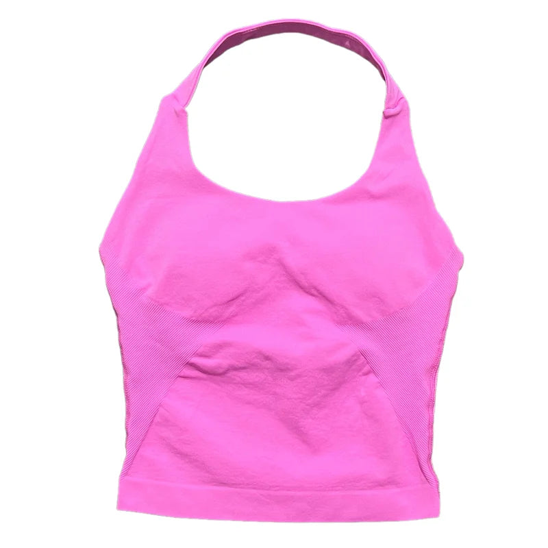 Women Sports Yoga Vest Running Gym Top Fitness Quick-Dry Workout Vest High Elastic Yoga Tank Top Gym Seamless Workout Sports Bra