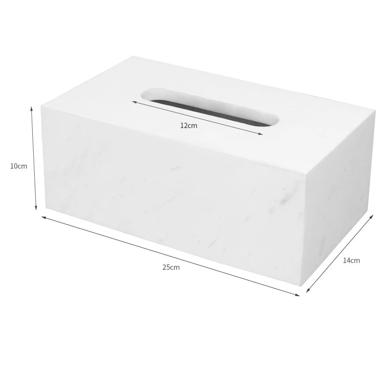 Factory Outlet 25x14x10CM Cuboid Natural Marble Stone Big Tissue Box Storage Organization Case