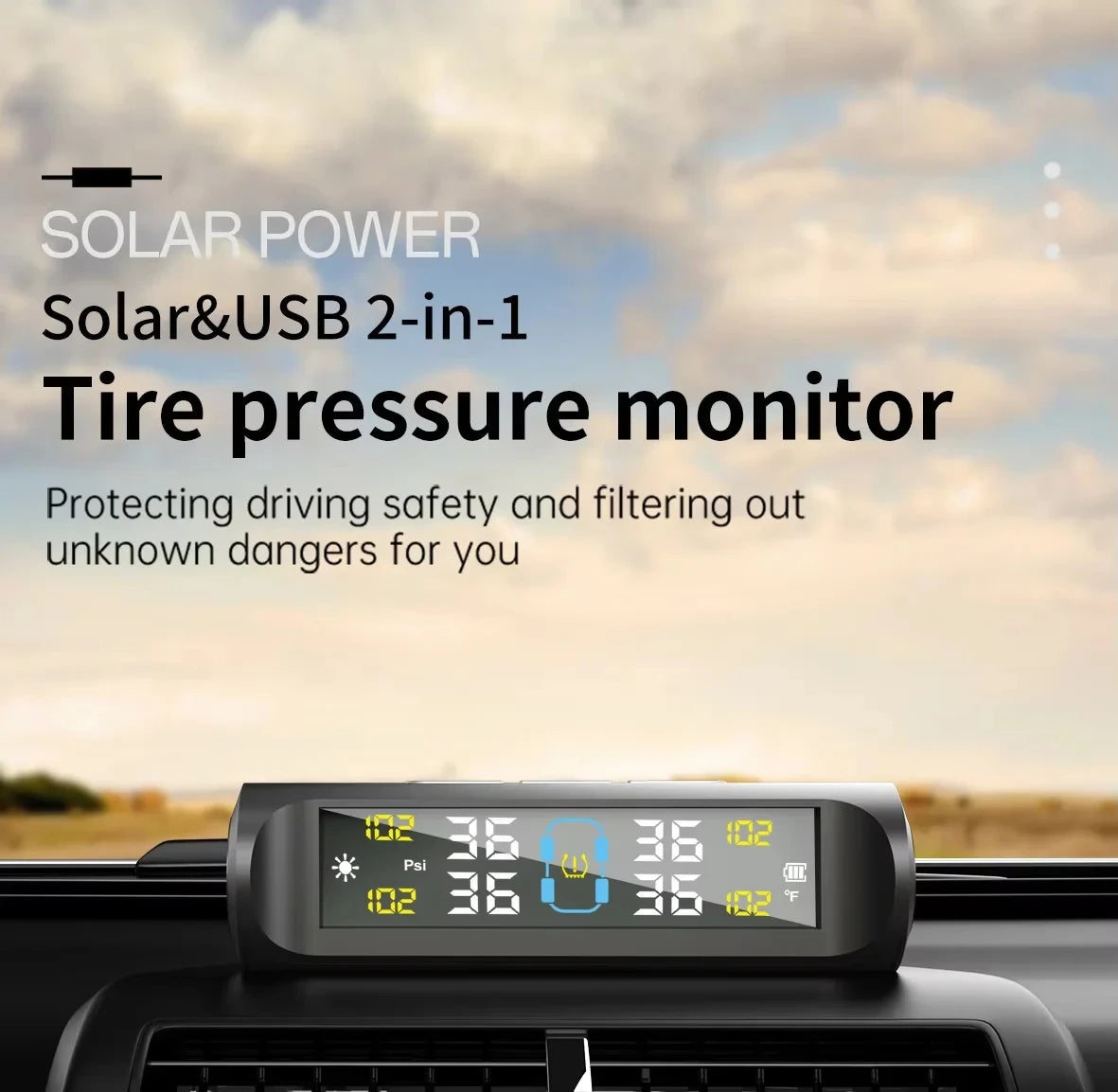 Car Tire Pressure Monitoring System Car Tyre Pressure Monitor Tyre Pressure Alarm 4 External Sensors