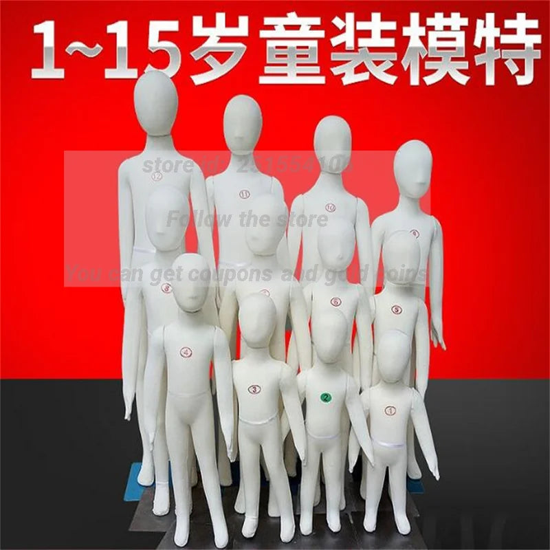 Baby Full Child Hand Mannequins, Soft Body Display, Can Bend with Cotton Fabric, Flexible Cloth, Iron Base, Wholesale, 1-4 Yrs