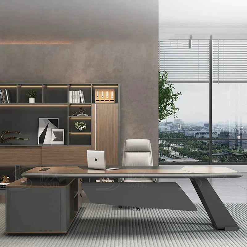 European Modern Office Desk Wooden Computer Gaming Decoration Drawer Office Desk Luxury Storage Meuble Bureau Home Furniture