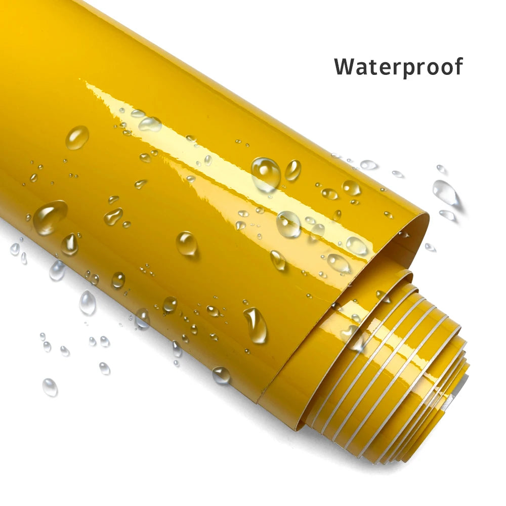 Glossy Yellow Car Covering Film Vinyl Wrap Waterproof Vinyl Auto Tuning DIY Motorcycle Stickers Decor Film for Car Accessories