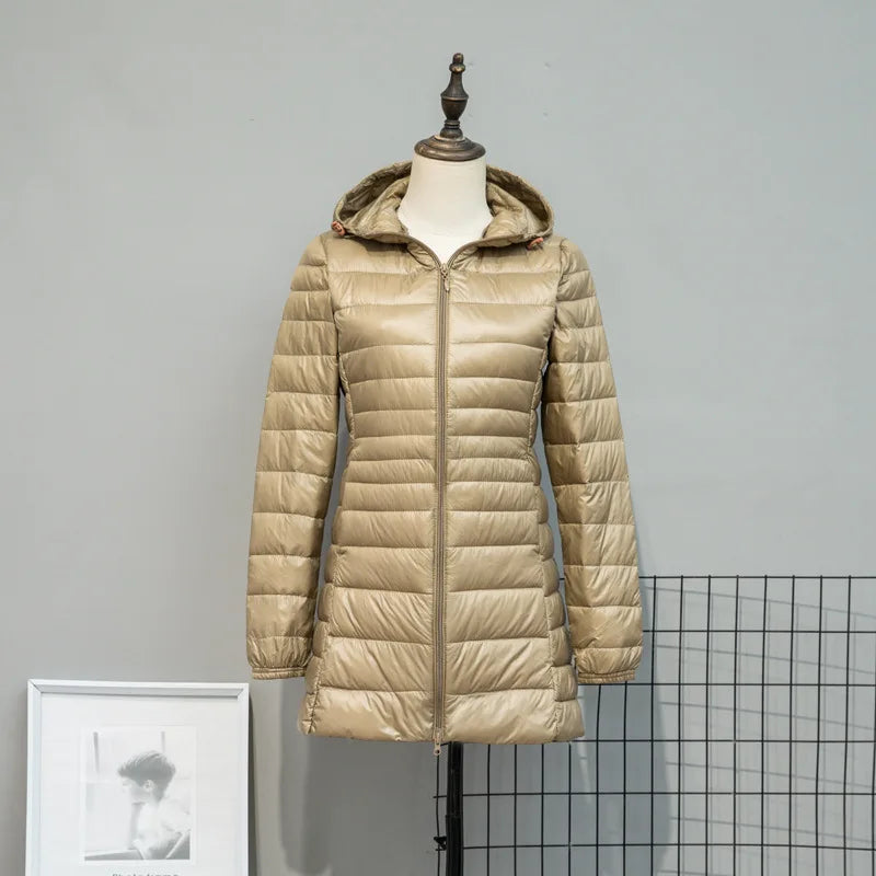 Plus Size 5XL 6XL 7XL Women's Hooded Puffer Jackets 2023 New Arrivals Female Ultra Lightweight Packable Warm Slim Fit Down Coat
