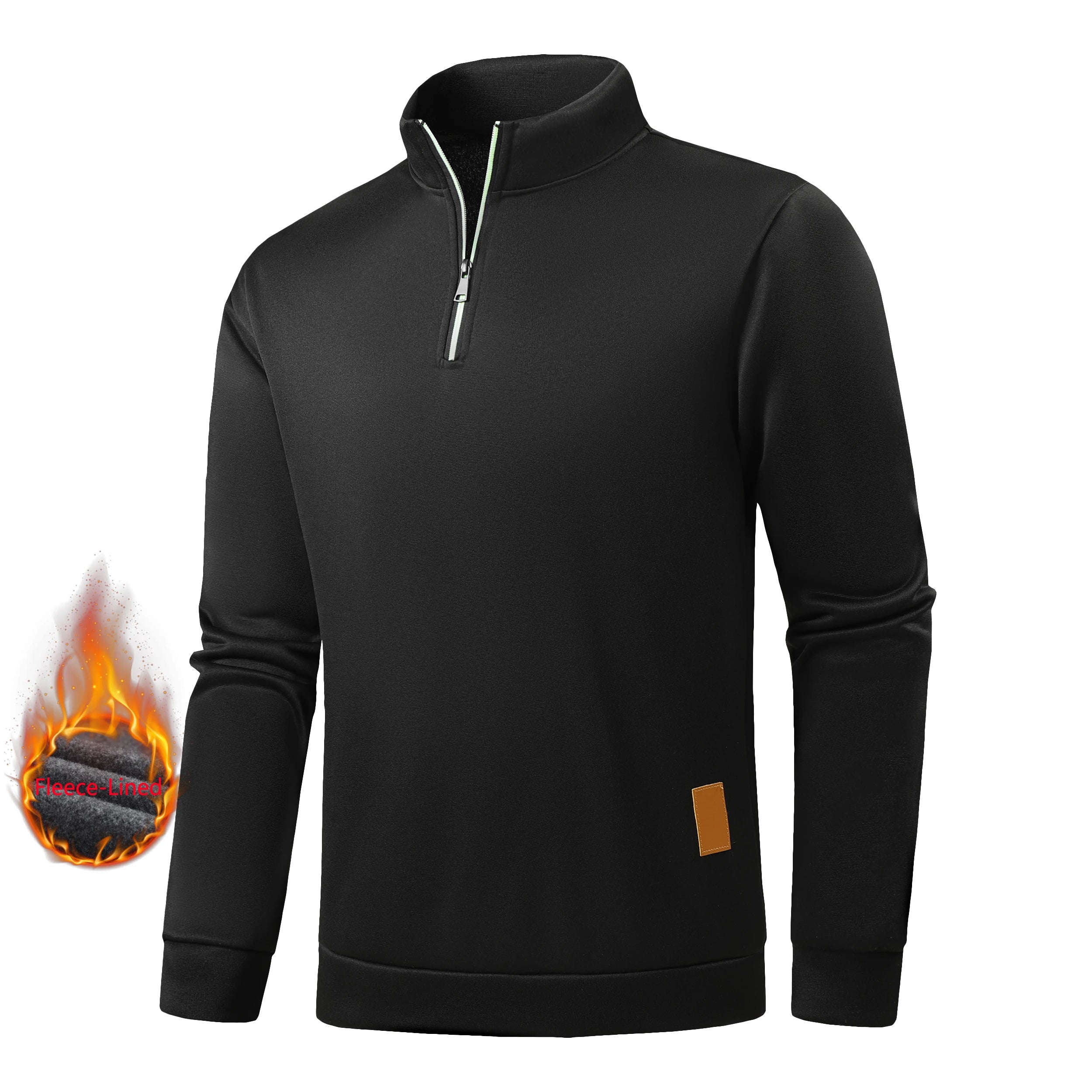 Autumn Men's Half-Zip Sweatshirts, Long-Sleeved Solid Color Pullovers, Turtlenecks, Streetwear, Winter Warm Jackets, Sports Coat
