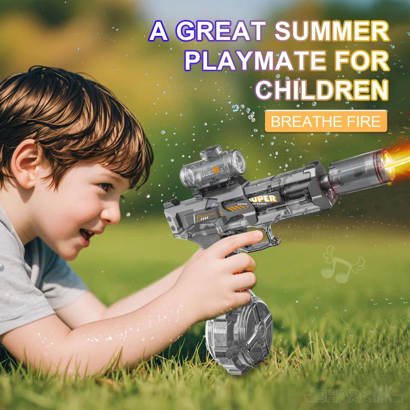 Electric Water Blaster Gun Children Automatic Water Pistol WaterGun with Led Light Summer Outdoor Game Party Toy for Adults Kids