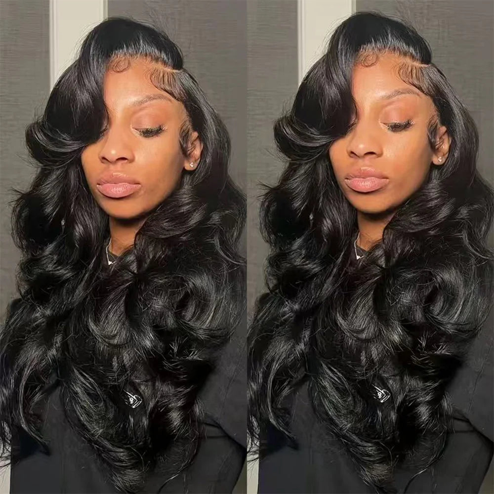 200% Density 13x6 Body Wave Lace Front Wigs Human Hair Pre Plucked For Black Women HD Transparent Glueless Lace Frontal Wigs