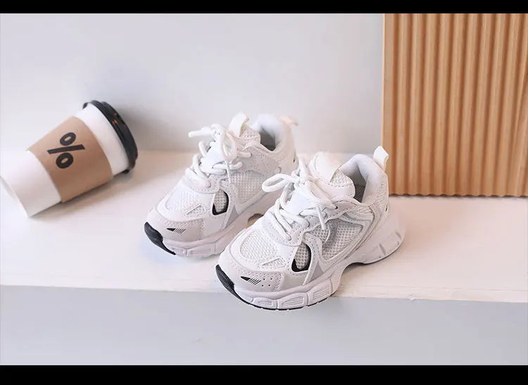 Kids Casual Sports Shoes with Thick Soles Boys Girls Fashion Versatile Sneakers 2024 New Children Mesh Breathable Running Shoes