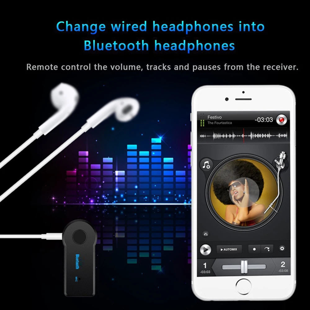 Portable Wireless Bluetooth-compatible Receiver 3.5mm Phone AUX Audio MP3 Car Stereo Music Receiver Adapter
