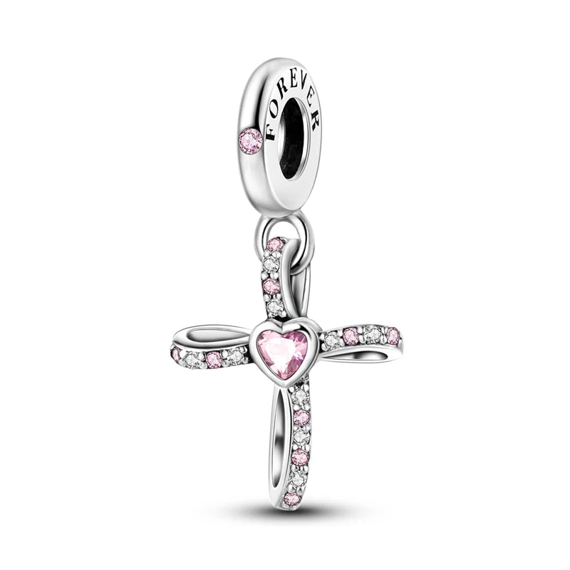 MULA Pink 925 Sterling Silver Charms Pendant Perfume Dreamcatcher Heart Love Beaded Fit Original Bracelet Women DIY Jewelry Gift