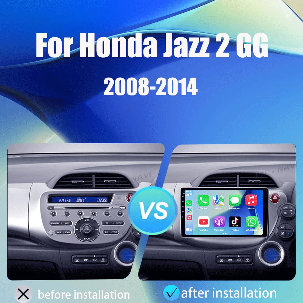 Car Radio Android 16 For Honda Jazz Fit 2007-2013 RHD Stereo Multimedia Video Player Carplay Auto GPS Navigation 2din Head Unit