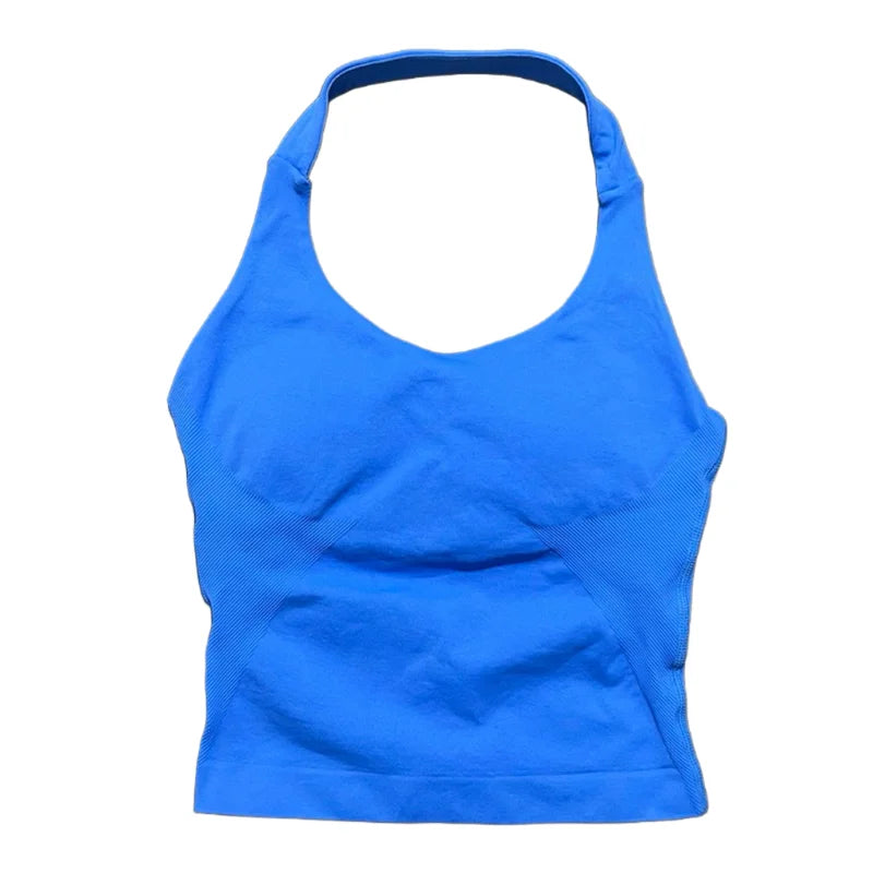 Women Sports Yoga Vest Running Gym Top Fitness Quick-Dry Workout Vest High Elastic Yoga Tank Top Gym Seamless Workout Sports Bra