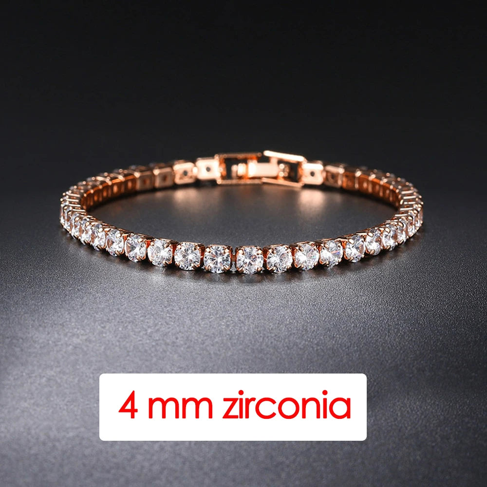Hip Hop Iced Out 3/4/5mm Crystal Tennis Bracelet for Men Homme Punk Zirconia Women's Chain on Hand Streetwear Trendy Jewelry
