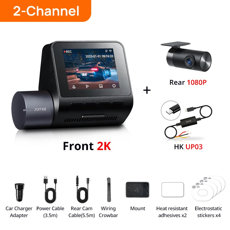 70mai Dash Cam A410 2.5K+1080P Dual-Channel Recording Built-in GPS 24H Parking Surveillance Car DVR 70mai A410