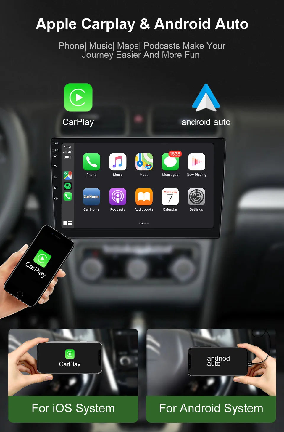 Android 14 For Peugeot 208 2008 2012-2018 Car Radio Multimedia Video Player CarPlay Auto Stereo GPS Navigation Head Unit Wifi 4G