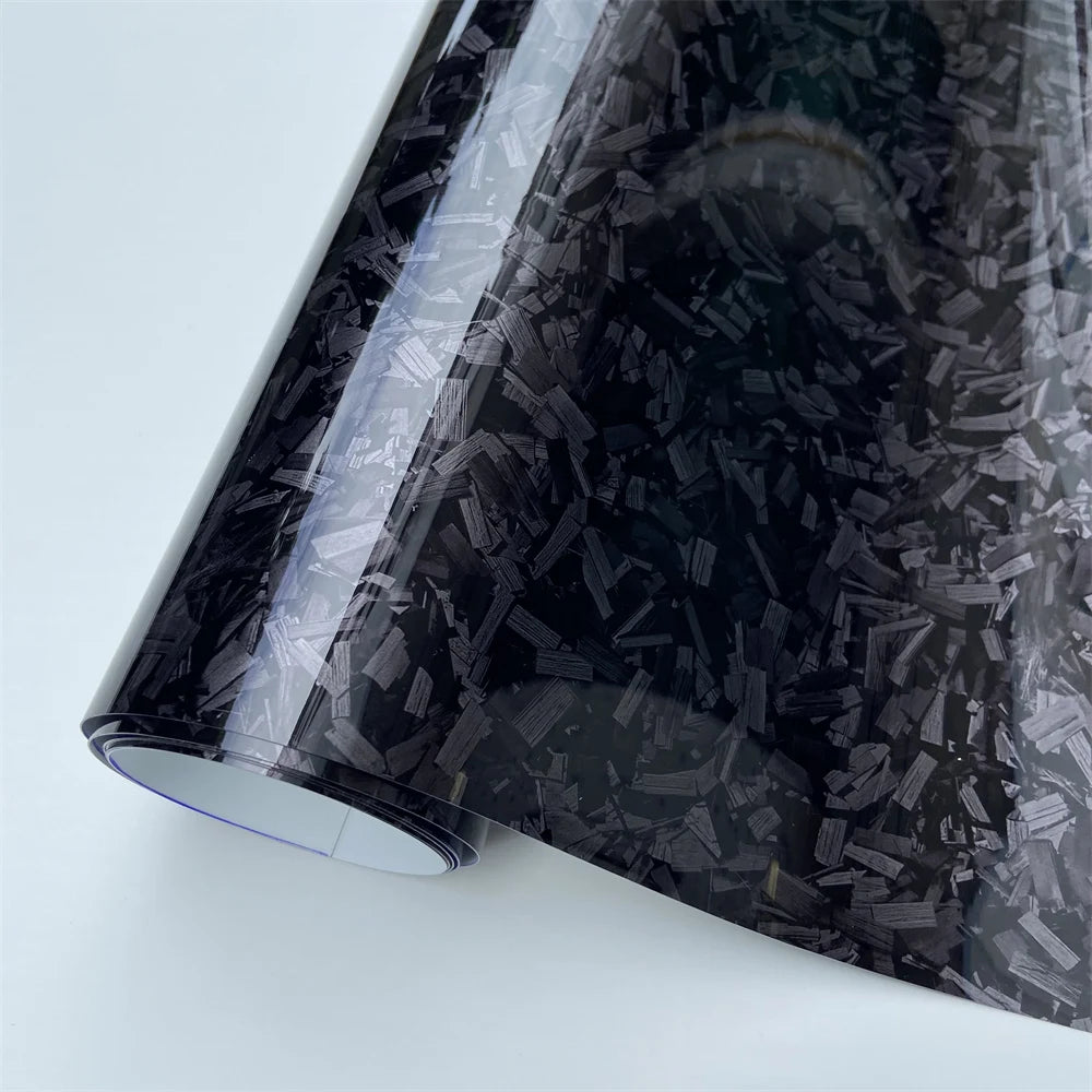 Glossy Laser Forged Carbon Fiber Vinyl Wrap Self-Adhesive Car Sticker Waterproof for Automotive Styling Interior Decoration Film