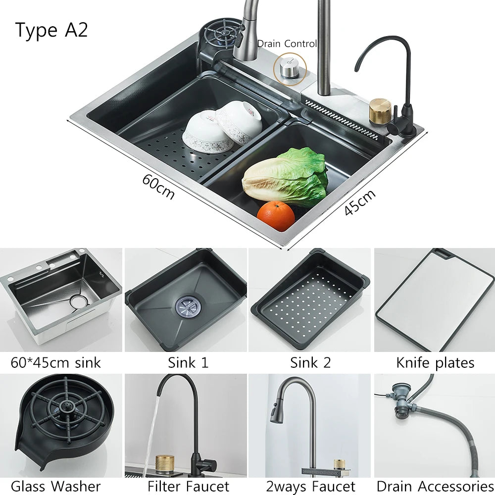Stainless Steel Kitchen Sinks Recessed Sinks Kitchen Taps Sinks with Drains Kitchen Faucet Sink Sets